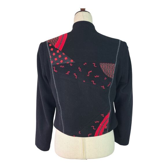 Canvas Backs Black Red Wearable Art Jacket Blazer Wool Silk Cashmere Size Small - Picture 3 of 6